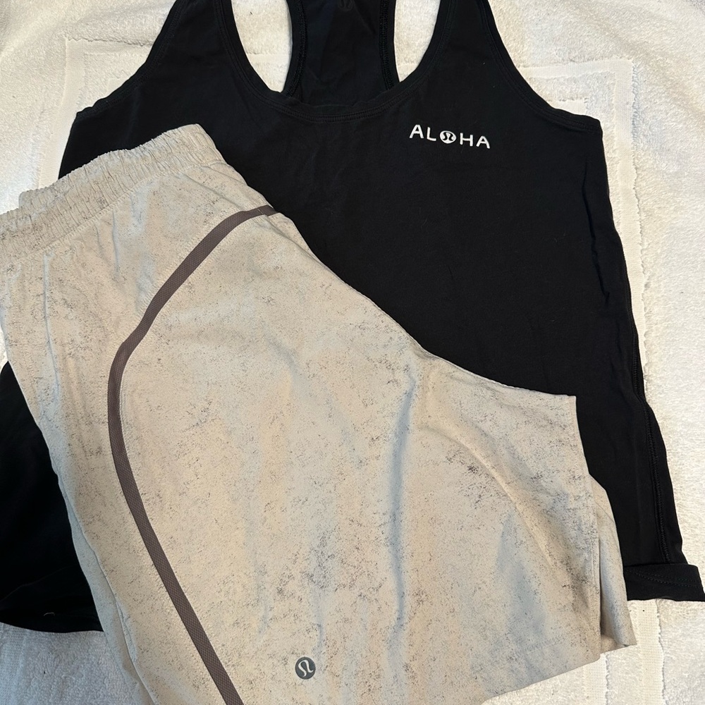 ALOHAS Women's Black Tank Top and lulu shorts set